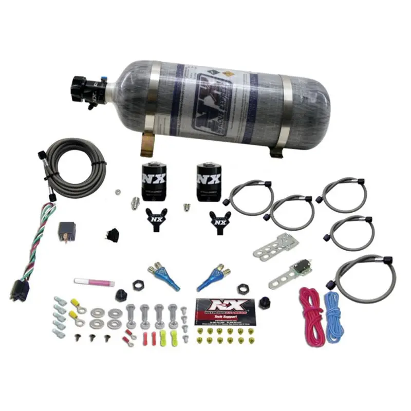 Nitrous Express Dual-Nozzle Compact Sport Nitrous System – Adjustable 35–75 Hp, Includes 12-Lb Bottle 1