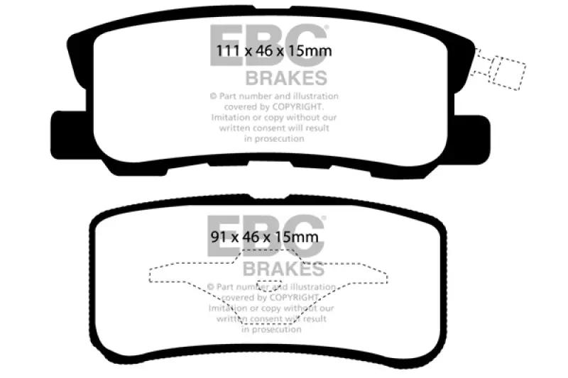 Ebc Redstuff Rear Brake Pads For 2011–2014 Chrysler 200 3.6L 1