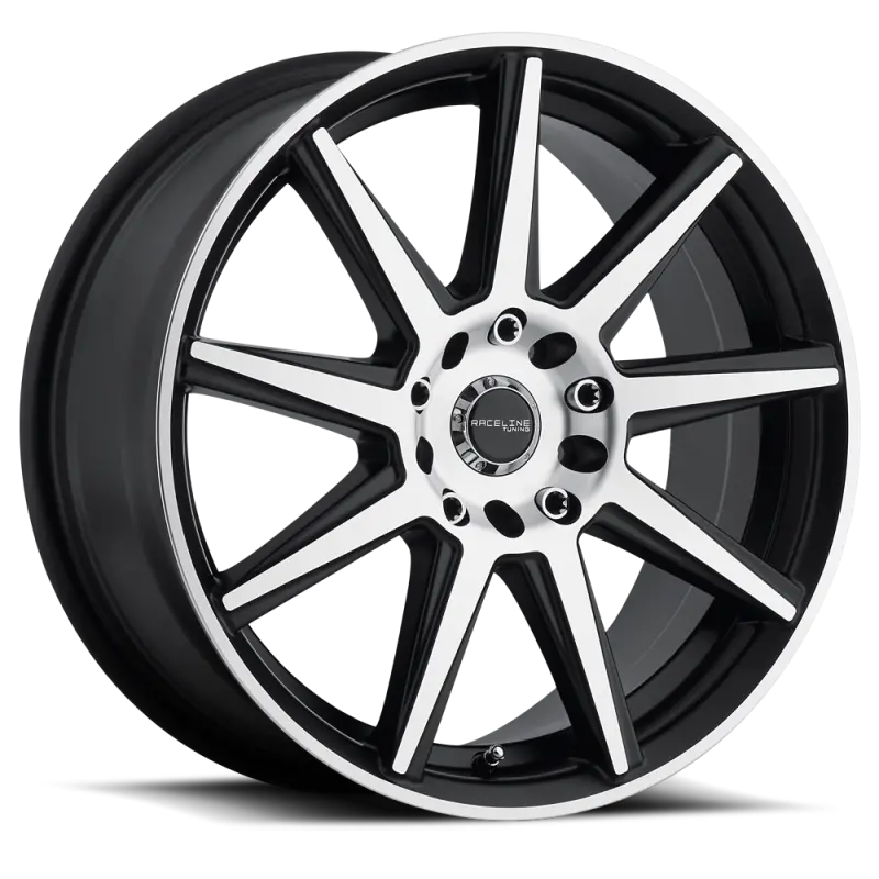 Raceline Storm 18X7.5 Inch Wheel – Black & Machined Face, 5X110/5X114.3 Dual Bolt Pattern, 42Mm Offset 1
