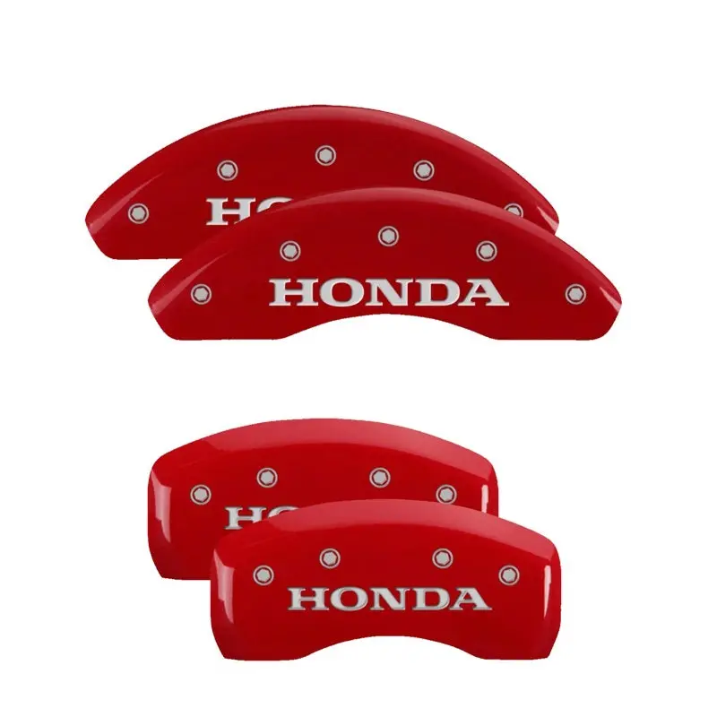 Mgp Engraved 4-Piston Caliper Covers – I-Vtec Red Finish With Silver Accent, Front & Rear Set 1