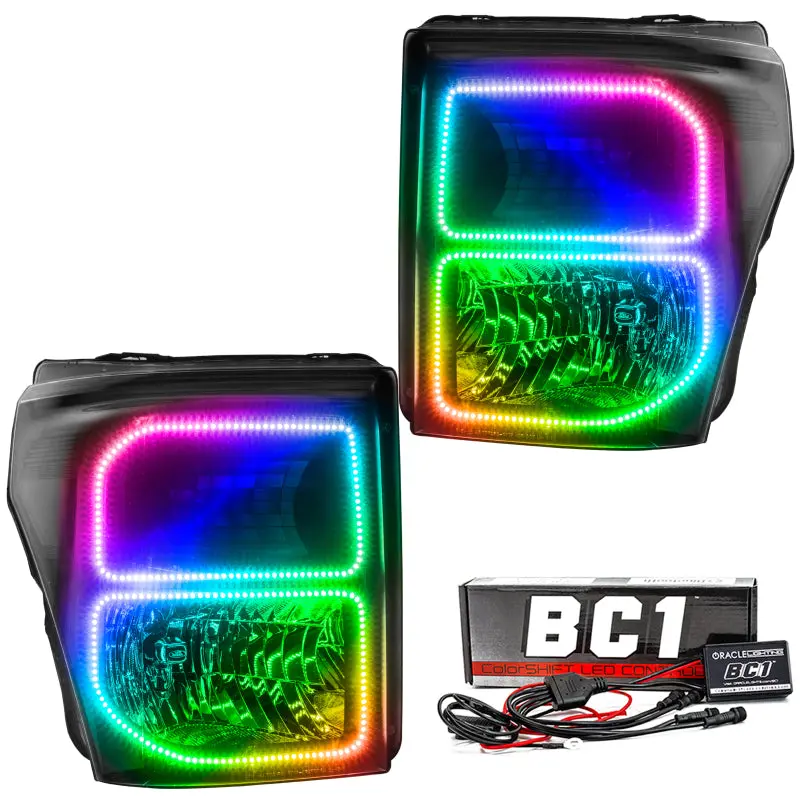 Oracle Colorshift Led Headlights For 2011–2016 Ford F-250/F-350 – Black Housing With Bc1 Controller 1