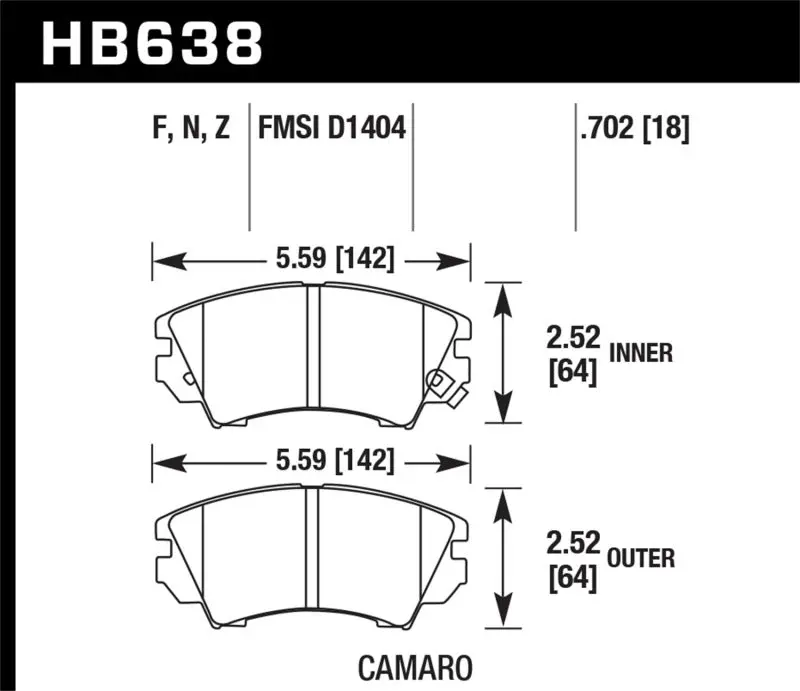 Hawk Hps High-Performance Street Brake Pads — Front Set For 2010–2015 Chevrolet Camaro Ss (5.0L) 1