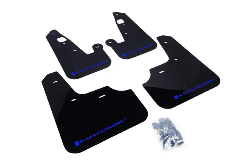 Rally Armor Black Ur Mud Flaps For 2007–2017 Mitsubishi Lancer – Blue Logo Design 1