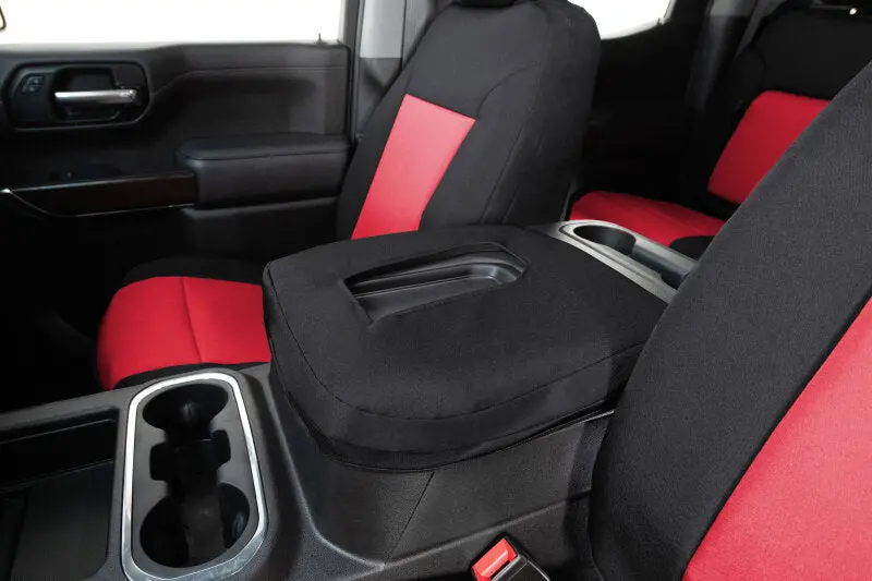Covercraft Endura Precisionfit Front Row Seat Covers For 2013–2018 Dodge Ram – Red/Black Custom Fit 1
