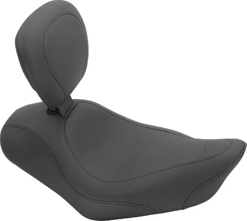Mustang Vintage Two-Piece Motorcycle Seat For Kawasaki Classic Fi And Nomad Fi – Includes Driver Backrest, Black Finish 1