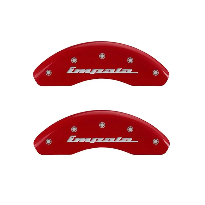Mgp Engraved 4-Piston Caliper Covers – Impala Red Finish With Silver Accent 1