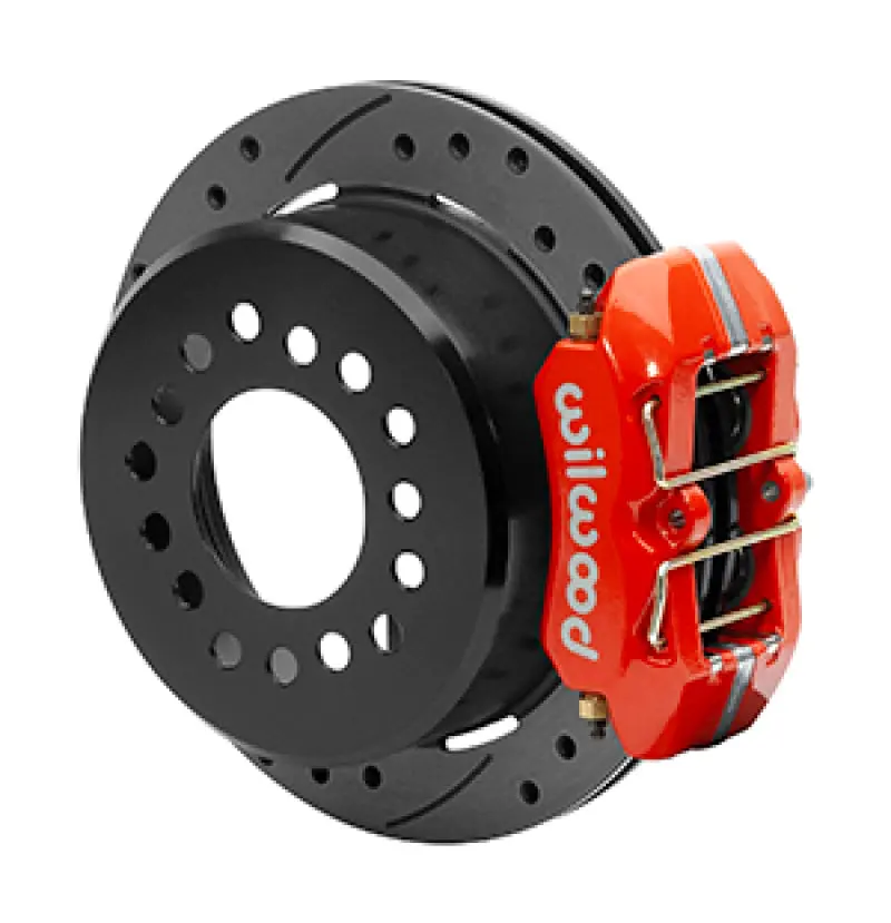 Wilwood Dynapro Low-Profile Rear Parking Brake Kit – 11-Inch Forged Aluminum, Drilled & Slotted, Red Finish 1