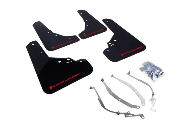Rally Armor Ultra-Resistant Mud Flaps – Black With Red Logo, Fits 2012–2018 Fiat 500 Variants 1