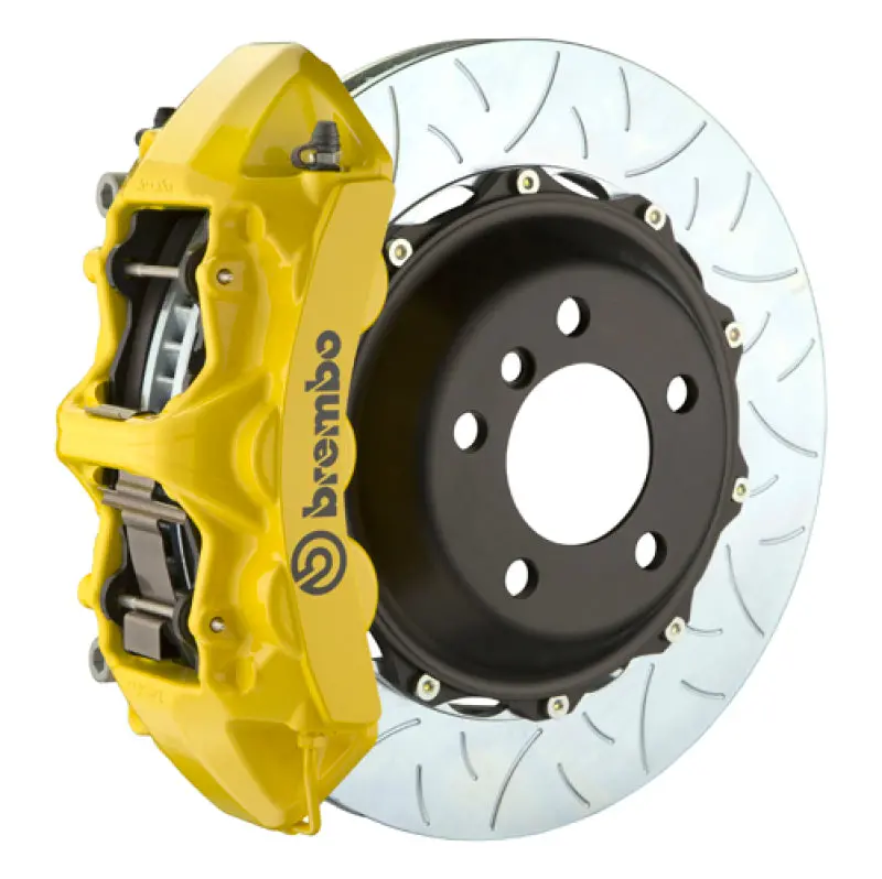 Brembo Gt Big Brake Kit For 2012–2014 Bmw 328I/335I (Excl. Xdrive & M-Sport): 6-Piston Front Calipers, 355×32Mm Two-Piece Slotted Rotors, Yellow Finish 1