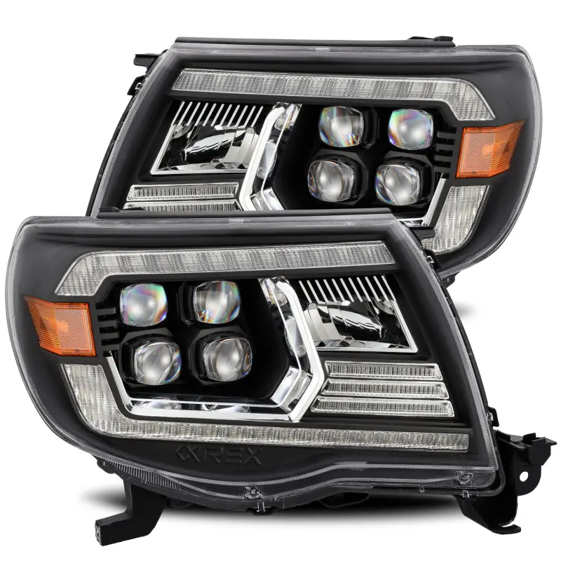 Alpharex Nova Led Projector Headlights For 2005–2011 Toyota Tacoma – Plank-Style Black Housing With Adaptive Lighting & Drl 1