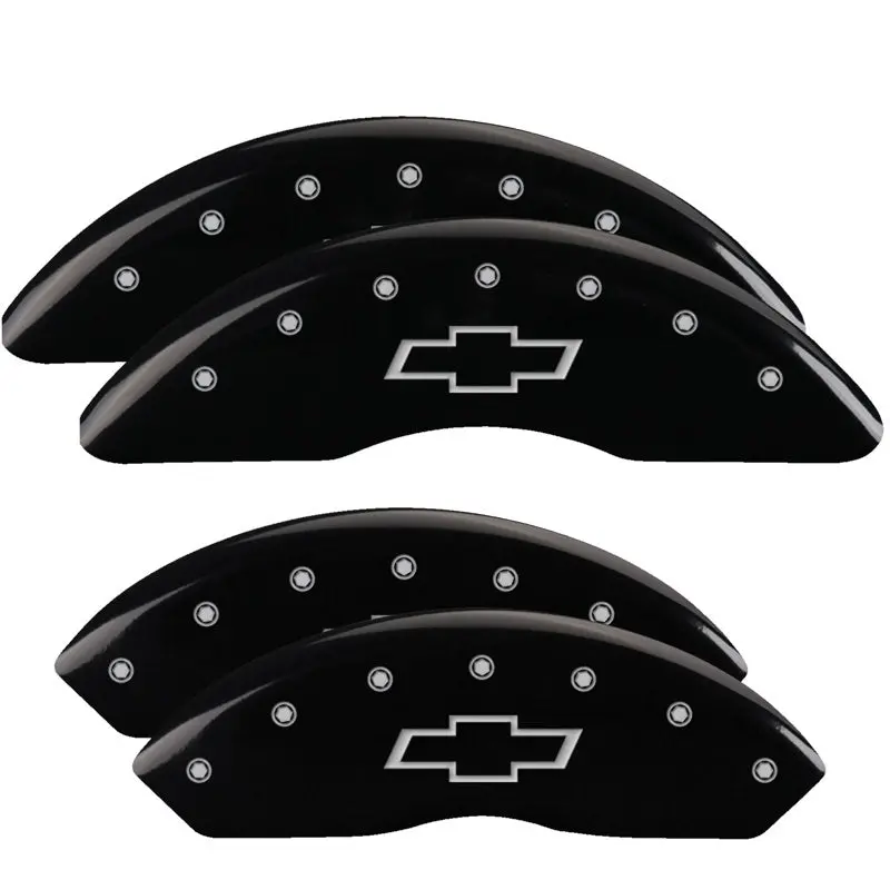 Mgp Bowtie-Emblazoned 4-Piston Caliper Covers – Black Base, Silver Accent, Front & Rear 1