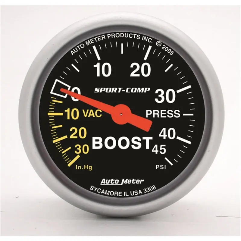 Autometer Sport-Comp 52Mm Mechanical Boost Gauge – 0–45 Psi Range 1