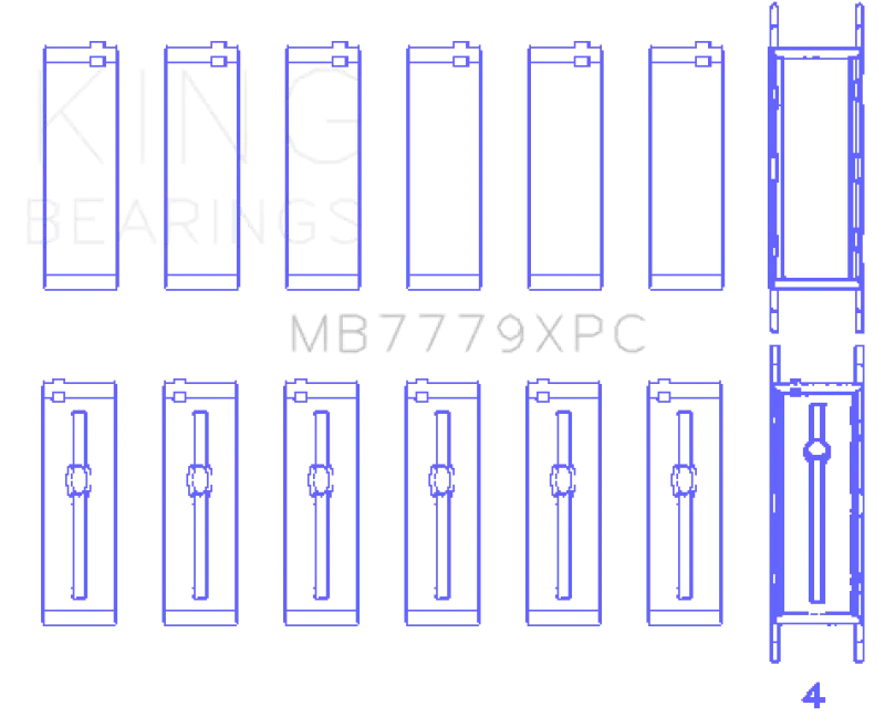 King Engine Bearings Bmw B58B30A (Size 0.26) Coated Performance Main Bearing Set 1