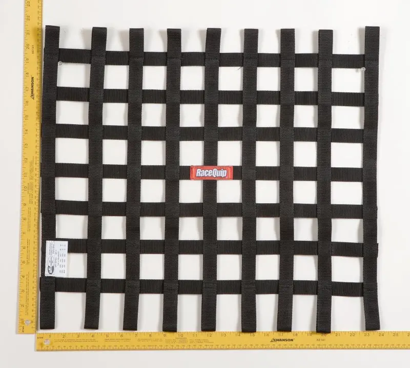 Racequip Sfi-Certified Black Racing Net – 21" X 24", Ribbon Style 1