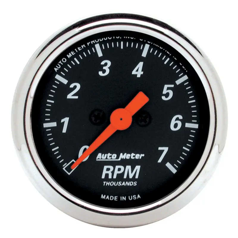 Autometer Designer Series 2-1/16-Inch Electric Tachometer – Black Dial, 0–7,000 Rpm 1